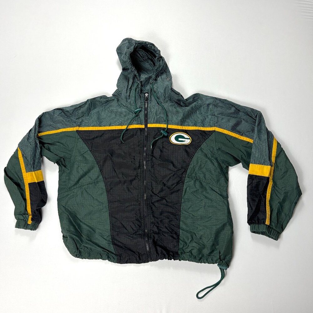 Green Bay Packers Vintage Logo 7 Game Day Windbreaker Jacket Green Sz L NFL